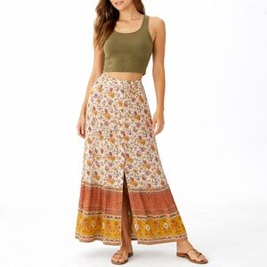 Rachel Zoe Floral Tiered Boho Maxi Skirt - Small